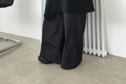 Pinstriped Asymmetrical Midi A-Line Skirt