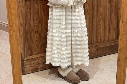 Plain Ruffle Trim Maxi A-Line Skirt