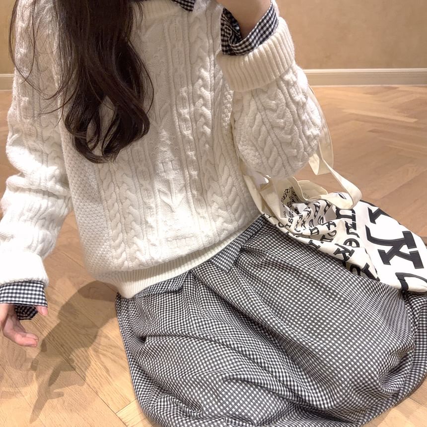 Plaid Maxi A-Line Skirt