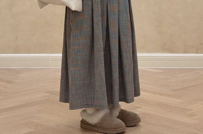 Plaid Maxi A-Line Skirt