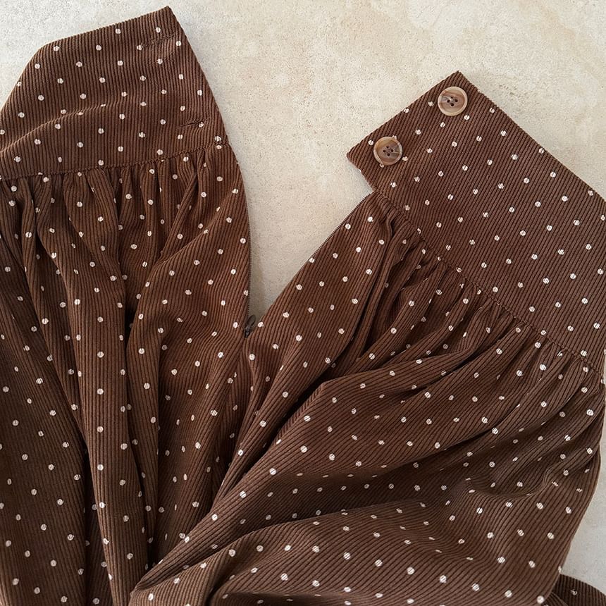 Dotted Midi A-Line Skirt