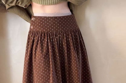 Dotted Midi A-Line Skirt