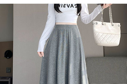 Glitter Midi A-Line Skirt