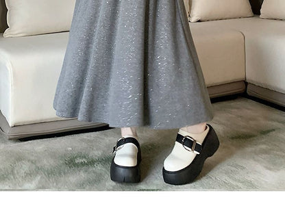 Glitter Midi A-Line Skirt