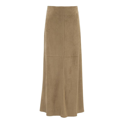 High Waist Suede Maxi Pencil Skirt