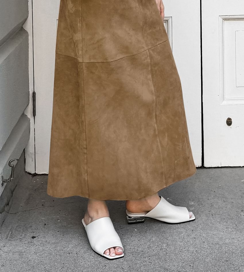 High Waist Suede Maxi Pencil Skirt