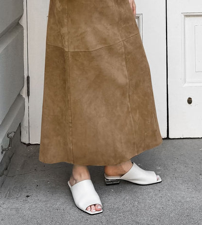 High Waist Suede Maxi Pencil Skirt