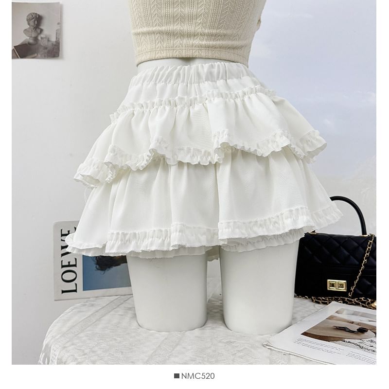Ruffle Mini A-Line Skirt with Drawstring Waist