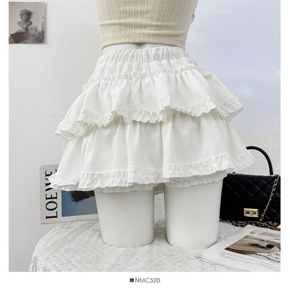 Ruffle Mini A-Line Skirt with Drawstring Waist