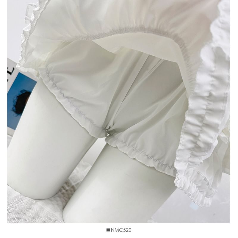 High Waist Ruffle Mini A-Line Skirt Plain