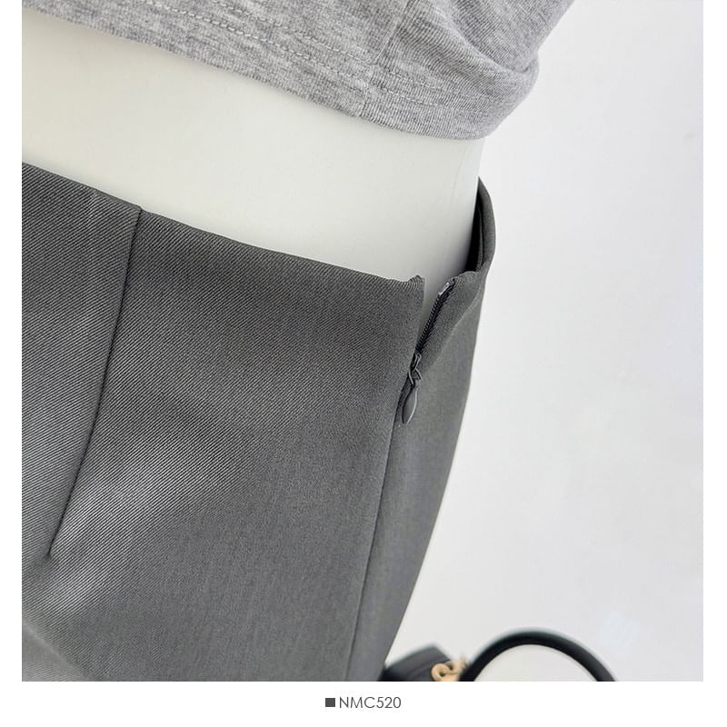 High Waisted Plain Mini Pencil Skirt in Solid