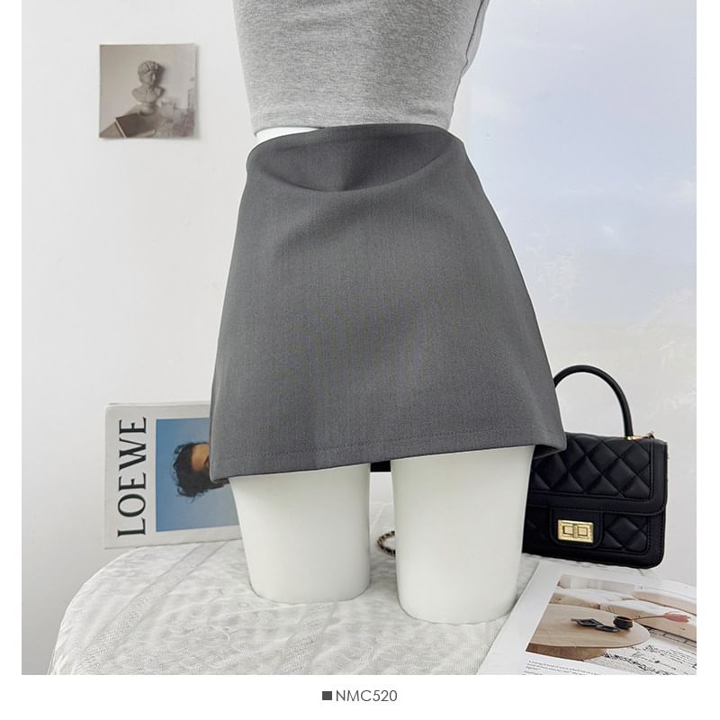 High Waisted Plain Mini Pencil Skirt in Solid