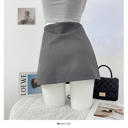 High Waisted Plain Mini Pencil Skirt in Solid