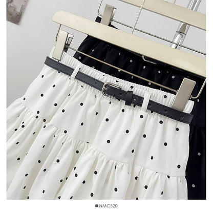 Polka Dot Mini A-Line Skirt with Elastic Waistband