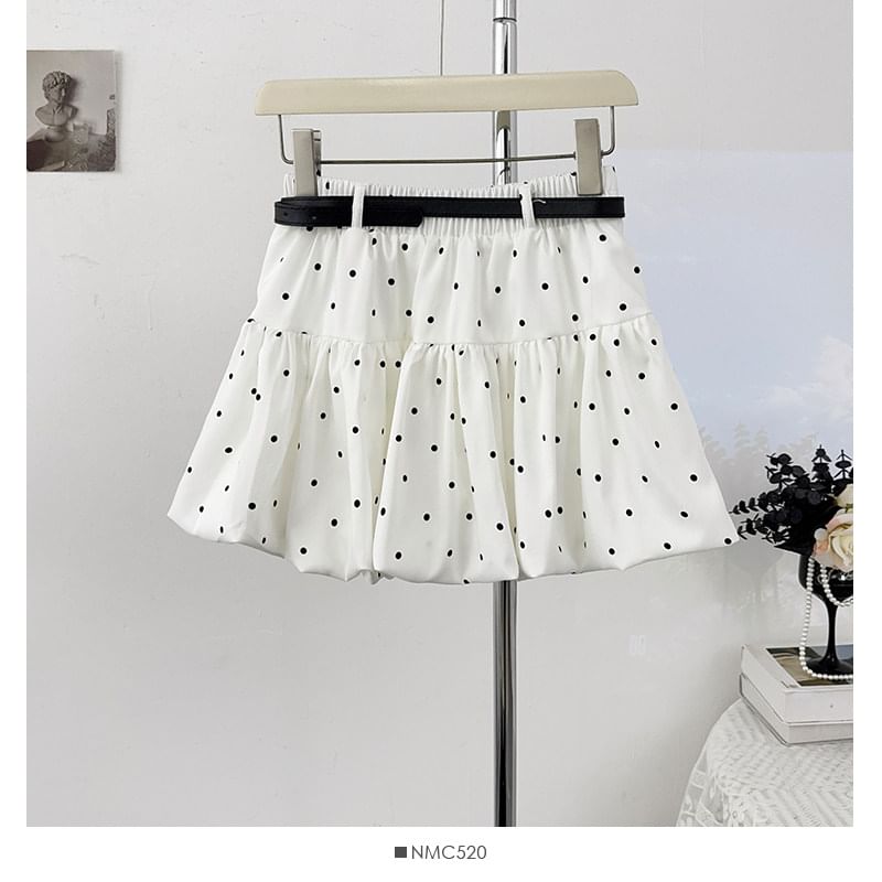 Polka Dot Mini A-Line Skirt with Elastic Waistband