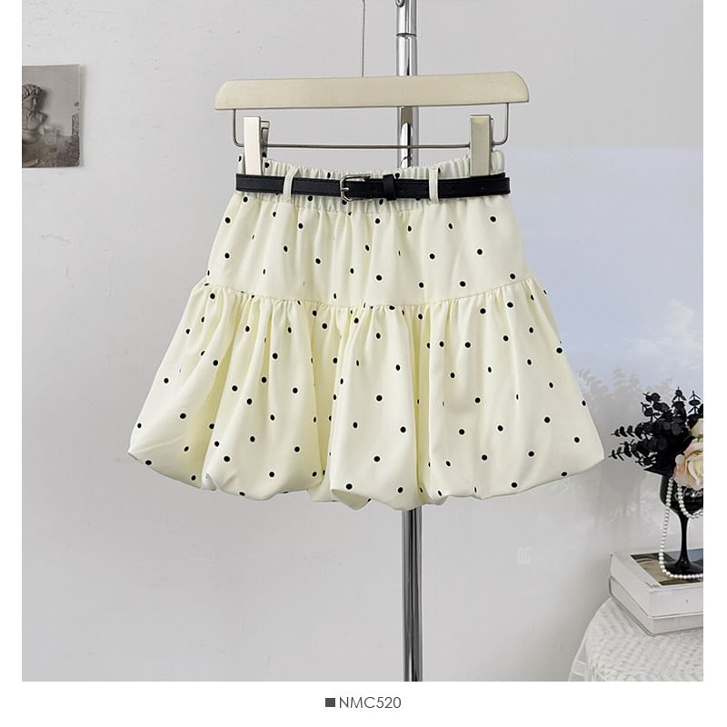 Polka Dot Mini A-Line Skirt with Elastic Waistband