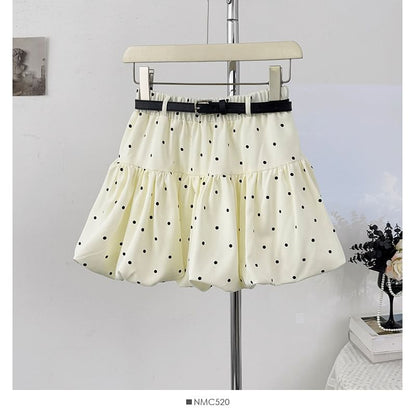 Polka Dot Mini A-Line Skirt with Elastic Waistband