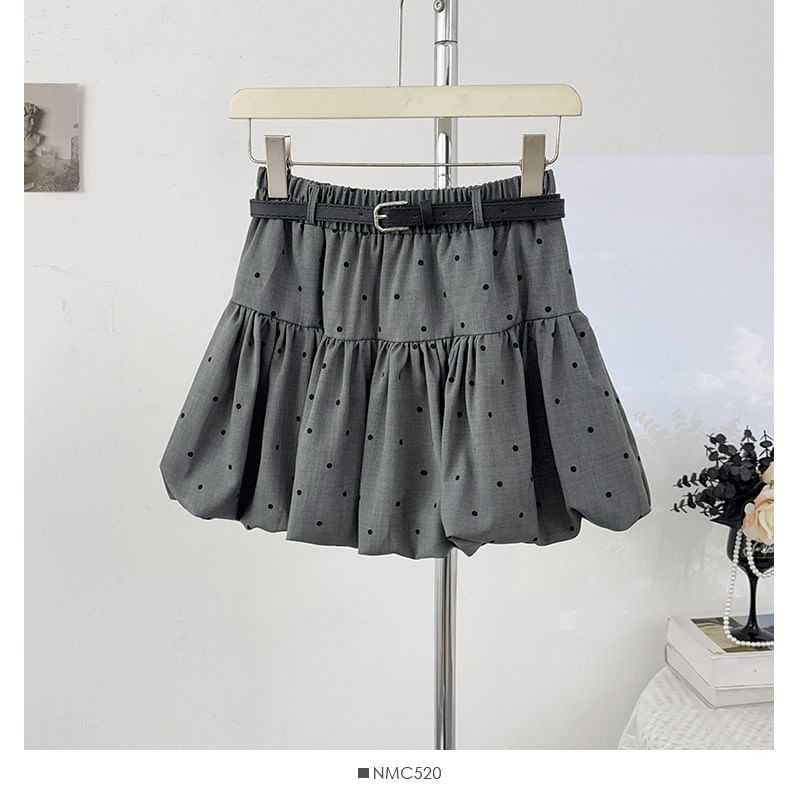 Polka Dot Mini A-Line Skirt with Elastic Waistband