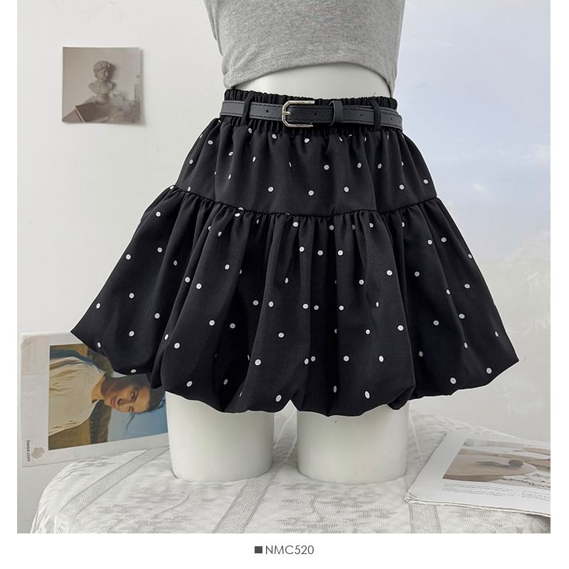 Polka Dot Mini A-Line Skirt with Elastic Waistband
