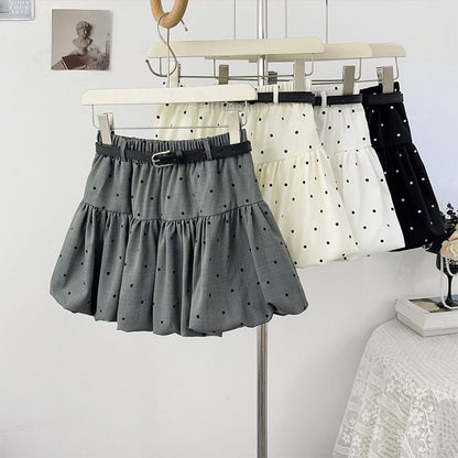 Polka Dot Mini A-Line Skirt with Elastic Waistband