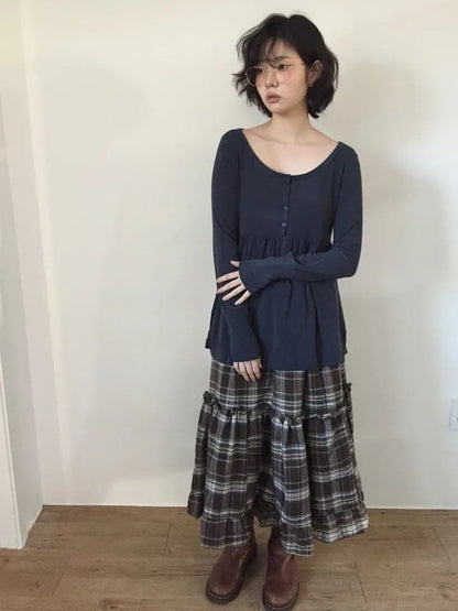 Plaid Midi Skirt