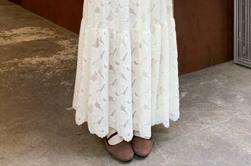 Midi A-Line Lace Skirt