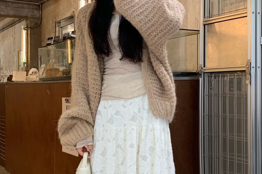 Midi A-Line Lace Skirt