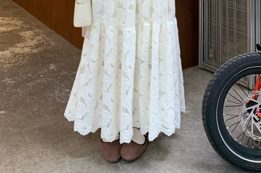 Midi A-Line Lace Skirt