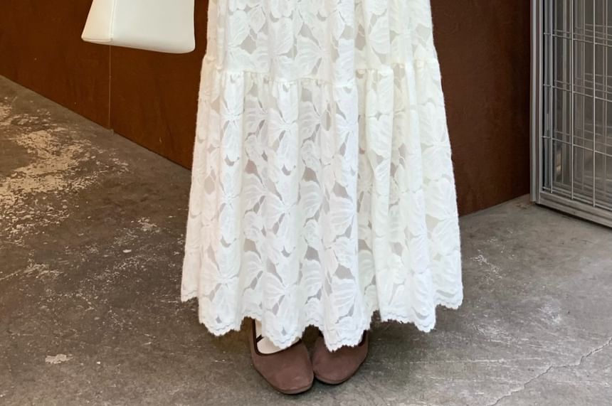 Midi A-Line Lace Skirt