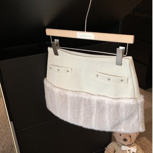 Low Rise Fluffy Panel Mini Pencil Skirt