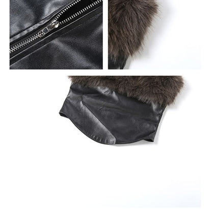Strapless Faux Fur Panel Plain Crop Top / Mid Rise Mini Skirt