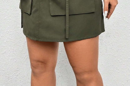 High Waist Plain Mini Pencil Cargo Skirt