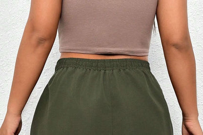 High Waist Plain Mini Pencil Cargo Skirt