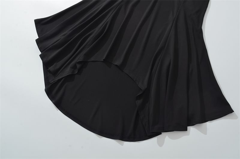 Low Rise Plain Asymmetrical Ruched A-Line Skirt