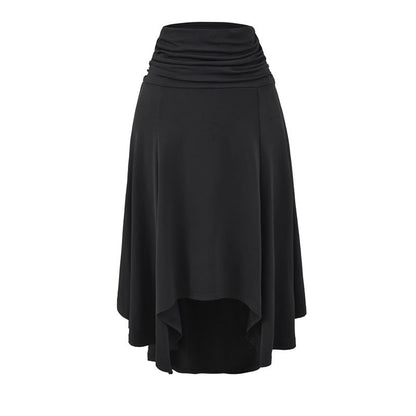 Low Rise Plain Asymmetrical Ruched A-Line Skirt