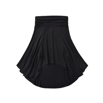 Low Rise Plain Asymmetrical Ruched A-Line Skirt