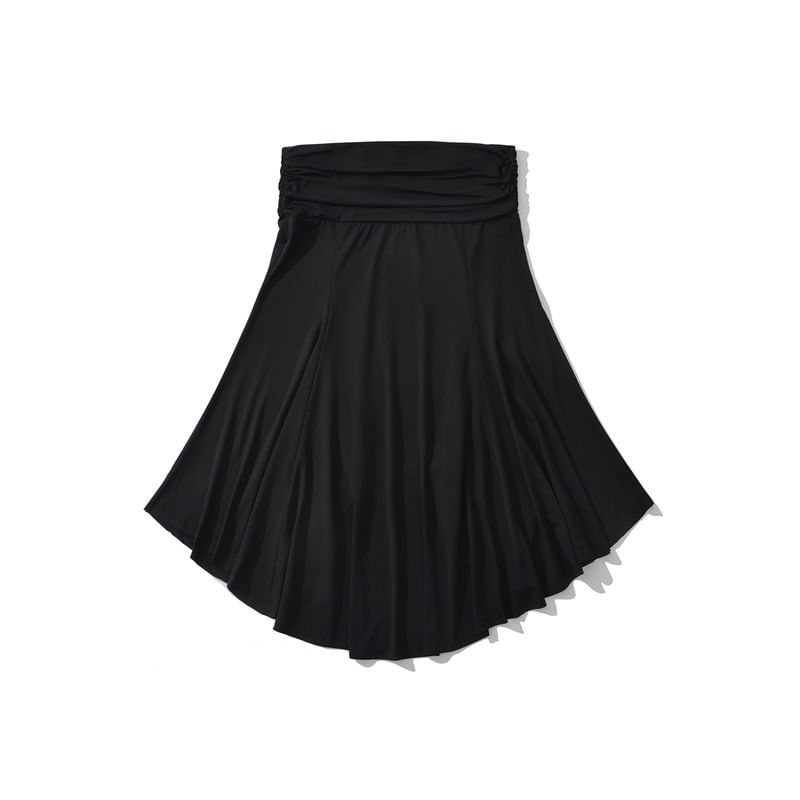 Low Rise Plain Asymmetrical Ruched A-Line Skirt