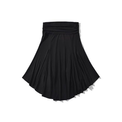Low Rise Plain Asymmetrical Ruched A-Line Skirt