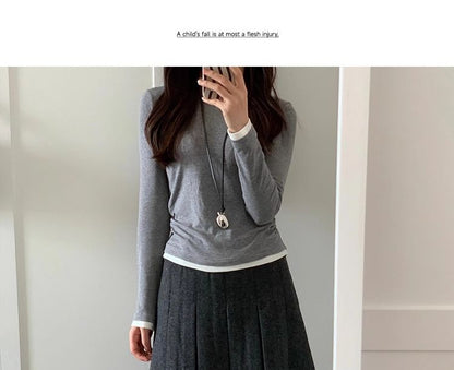 High Waist Plain Pleated A-Line Skirt