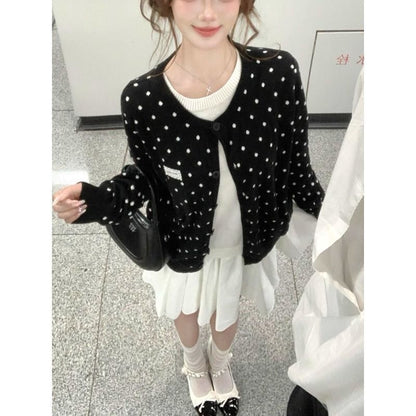 Polka Dot Mock Two-Piece Sweater