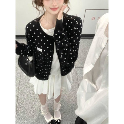 Polka Dot Mock Two-Piece Sweater