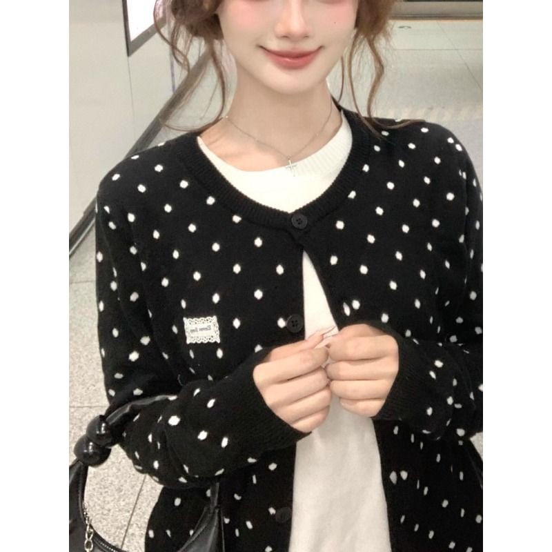 Polka Dot Mock Two-Piece Sweater