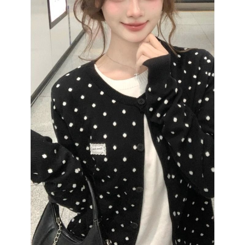 Polka Dot Mock Two-Piece Sweater