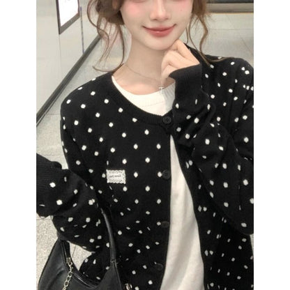 Polka Dot Mock Two-Piece Sweater