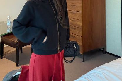 Zip Hoodie and Wide Leg Pants Set