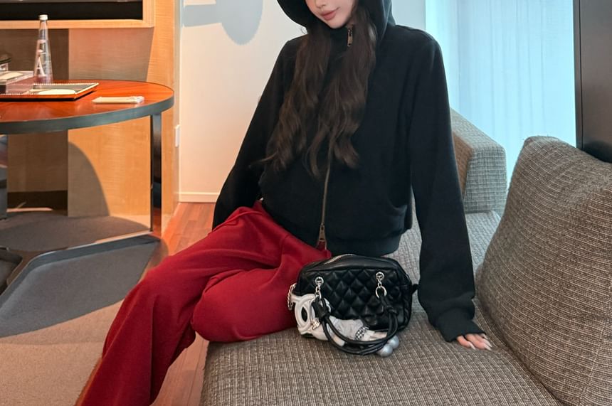 Zip Hoodie and Wide Leg Pants Set