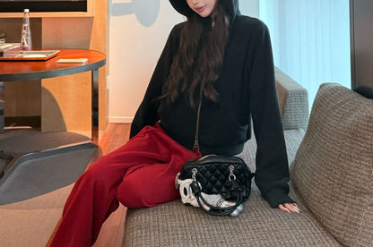 Zip Hoodie and Wide Leg Pants Set