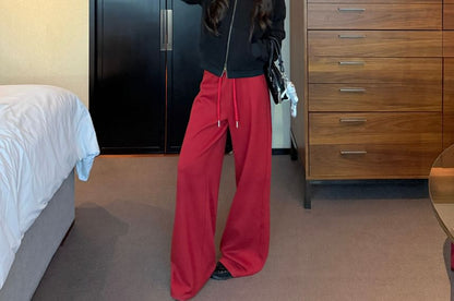 Zip Hoodie and Wide Leg Pants Set