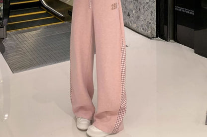 Plaid Zip Crop Hoodie and Sweatpants Set