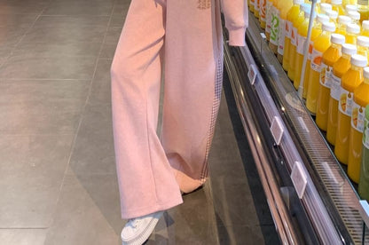 Plaid Zip Crop Hoodie and Sweatpants Set